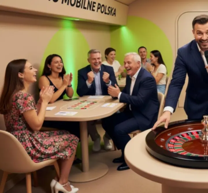 Interaktywny show program z udziałem gości przy mobilnych stołach do gier