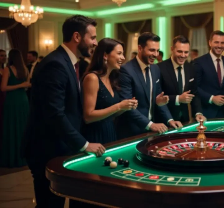 Mobilny stół ruletkowy przygotowany na elegancki wieczorny event